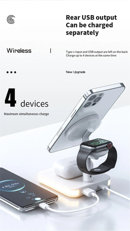 Edge Evolution Magnetic 3 in 1 Wireless Charger for IPhone 13/14 15 16 Pro Max/12 15W Fast  Charging Dock Station  Apple Watch AirPods