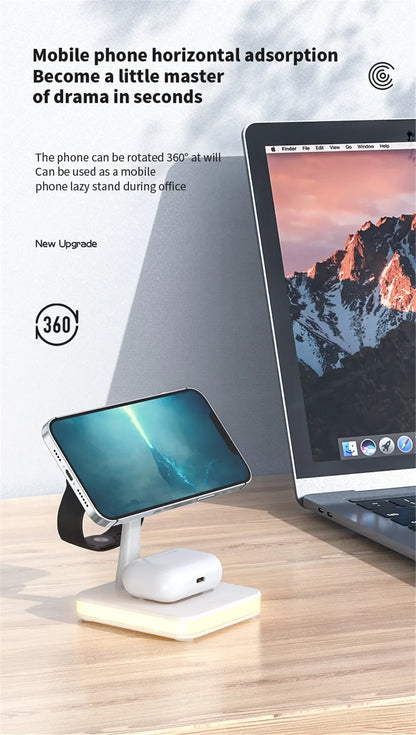 Edge Evolution Magnetic 3 in 1 Wireless Charger for IPhone 13/14 15 16 Pro Max/12 15W Fast  Charging Dock Station  Apple Watch AirPods