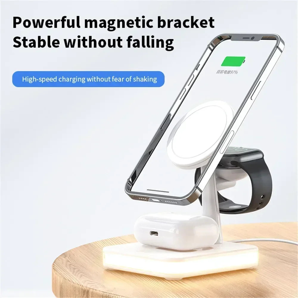 Edge Evolution Magnetic 3 in 1 Wireless Charger for IPhone 13/14 15 16 Pro Max/12 15W Fast  Charging Dock Station  Apple Watch AirPods