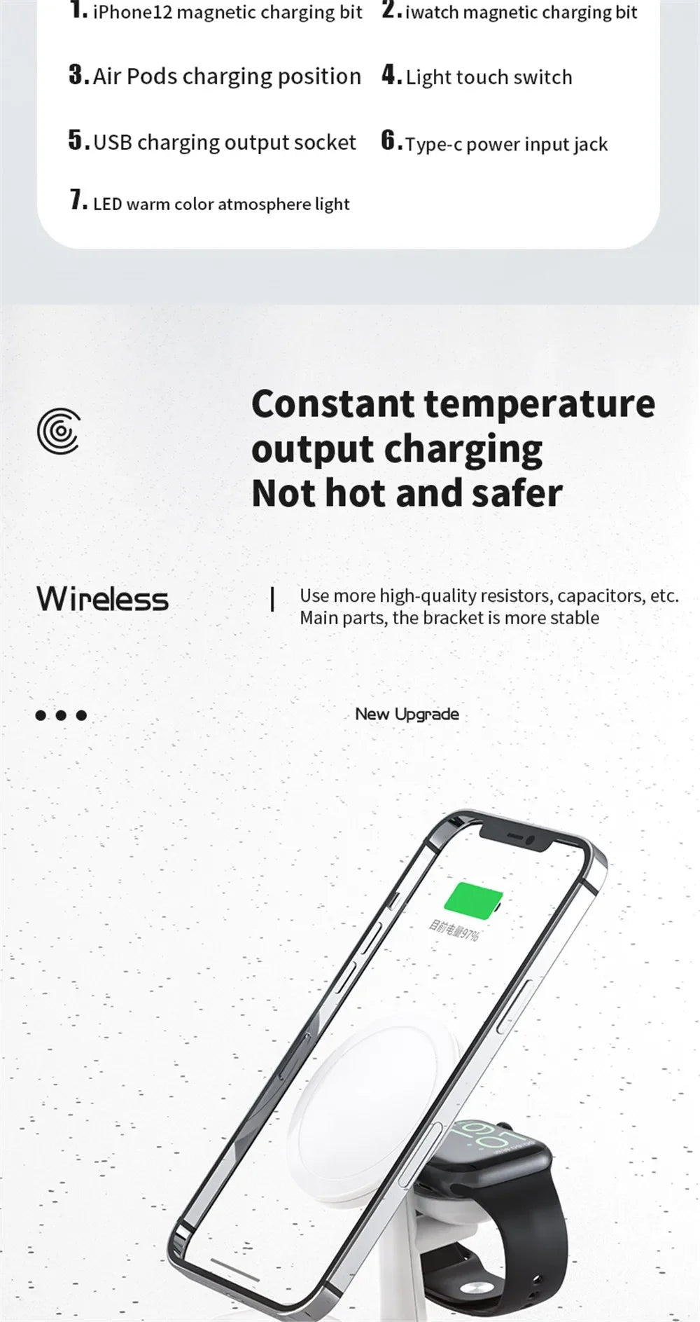 Edge Evolution Magnetic 3 in 1 Wireless Charger for IPhone 13/14 15 16 Pro Max/12 15W Fast  Charging Dock Station  Apple Watch AirPods