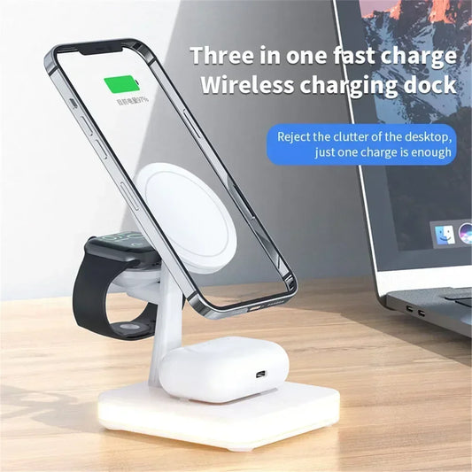 Edge Evolution Magnetic 3 in 1 Wireless Charger for IPhone 13/14 15 16 Pro Max/12 15W Fast  Charging Dock Station  Apple Watch AirPods