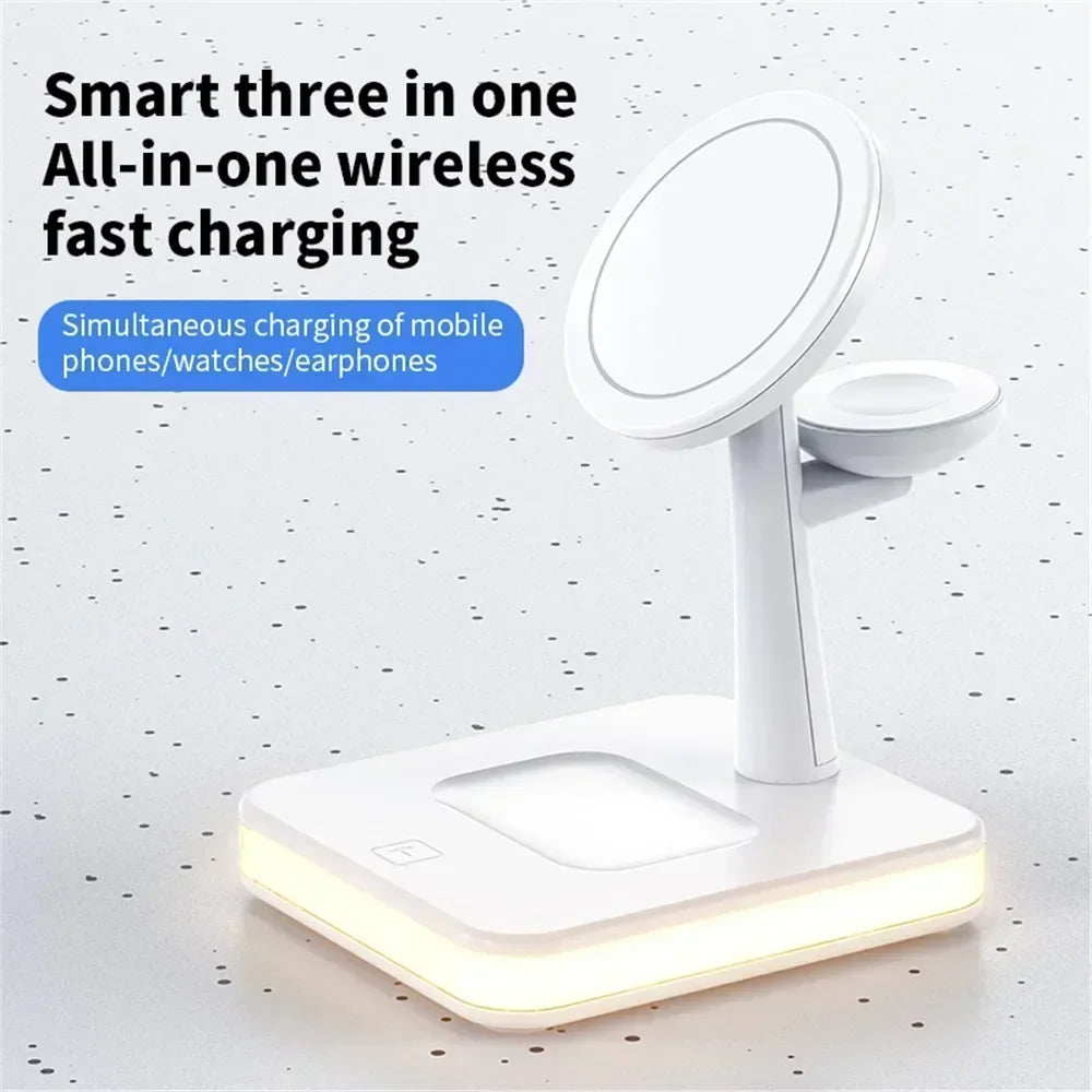 Edge Evolution Magnetic 3 in 1 Wireless Charger for IPhone 13/14 15 16 Pro Max/12 15W Fast  Charging Dock Station  Apple Watch AirPods