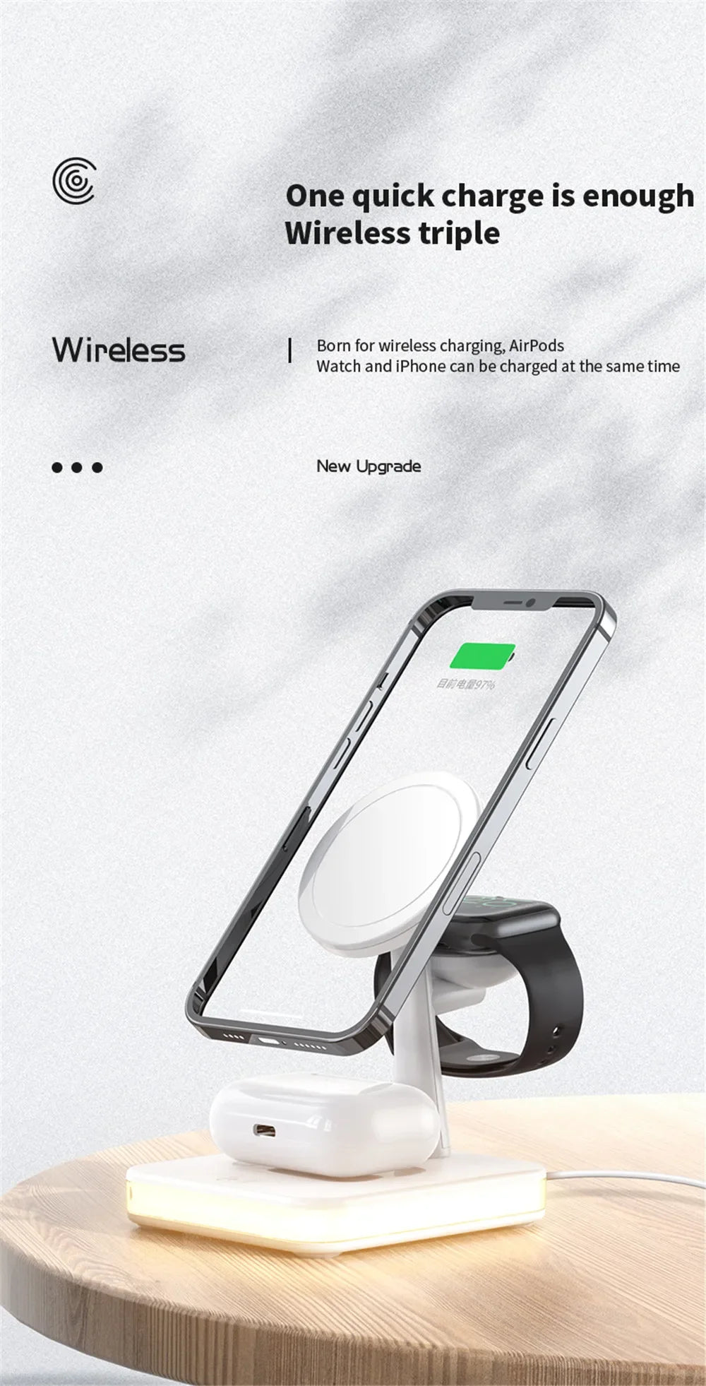 Edge Evolution Magnetic 3 in 1 Wireless Charger for IPhone 13/14 15 16 Pro Max/12 15W Fast  Charging Dock Station  Apple Watch AirPods