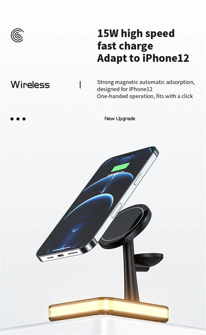 Edge Evolution Magnetic 3 in 1 Wireless Charger for IPhone 13/14 15 16 Pro Max/12 15W Fast  Charging Dock Station  Apple Watch AirPods